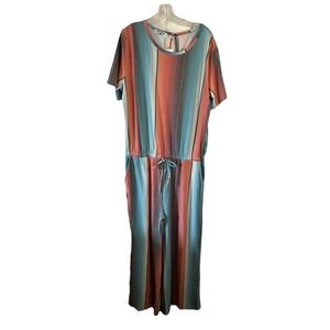 Crazy Train Serape Stripe Jumpsuit Western Chic Sz Large NWT